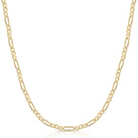EVAYA Real Solid 14k Gold or Silver Figaro Chain (1.5mm-3mm Width, 16"-24" Length) - For Men & Women - Durable, Resistant to Tarnishing & Lasts a Lifetime - 18 Inches, 1.5mm, 14k Yellow Gold