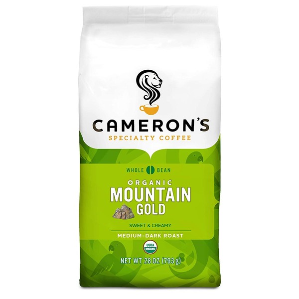 Cameron's Coffee Roasted Whole Bean Coffee, Organic Mountain Gold, 28 Ounce