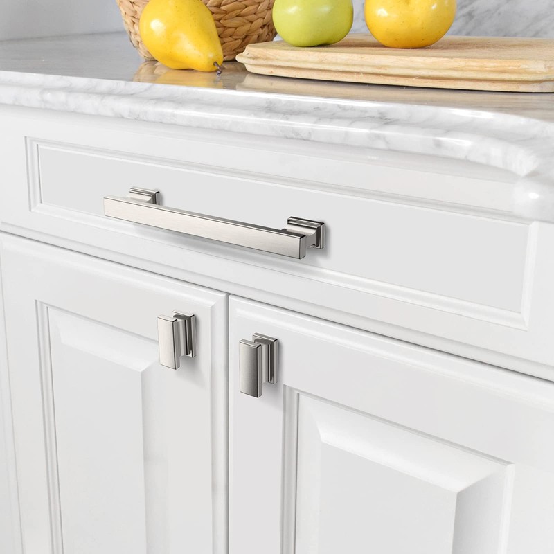 Amerdeco 6 Pack Brushed Satin Nickel Cabinet Pulls 5 Inch(128mm)