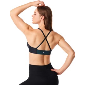 COMFELIE - Brasier deportivo con soporte ligero, espalda entrecruzada, transpirable, con tirantes, sin costuras, sin costuras, Negro -, S