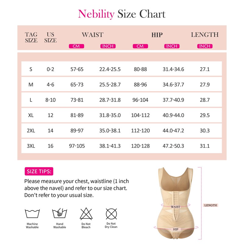 Nebility Women’s Shapewear Bodysuit Full Body Shaper for Tummy Control