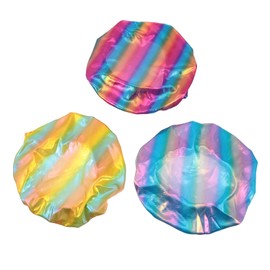 Baluue Sleeping Bonnet Set Wide Brim 3 Pack Elastic Comfortable Satin Hat for Women Hair Bonnet for Sleeping Yellow Lake