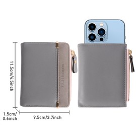 NiCoLa Ladies Purse, Women's Wallet Small Wallet Women Purse Coin Purse Women Credit Card Holder PU Leather Wallet Small Wallets RFID Blocking Purses for Women Zipper Coin Purse with ID Window (Grey)