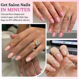 Qiek Short Oval Fake Nail Tips - 15 Sizes 240 PCS Clear Half Matte Press On False Nail Tips Pre-shaped Soft Full Cover Gel Nail Tips Extensions Thick Long Lasting for DIY Beginners & Salon Manicure