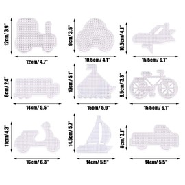 Allazone 5 mm 37 Pack Fuse Beads Boards, Large Square Transportation Clear Plastic Pegboards with 6 PCS White Beads Tweezers, 10 PCS Ironing Paper and 10 PCS Colorful Keychain for Kids Craft Supplies