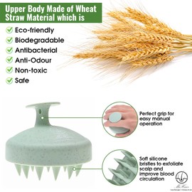 MiHair Scalp Massager Shampoo Brush, Eco-friendly Wheat Straw body with Soft Silicon Bristles, Hair Scalp Scrubber, Head Massager Brush, Scalp Exfoliator, Scalp Brush | Dandruff Removal, Prevents Hair loss, Promotes Hair Growth (1 pc)