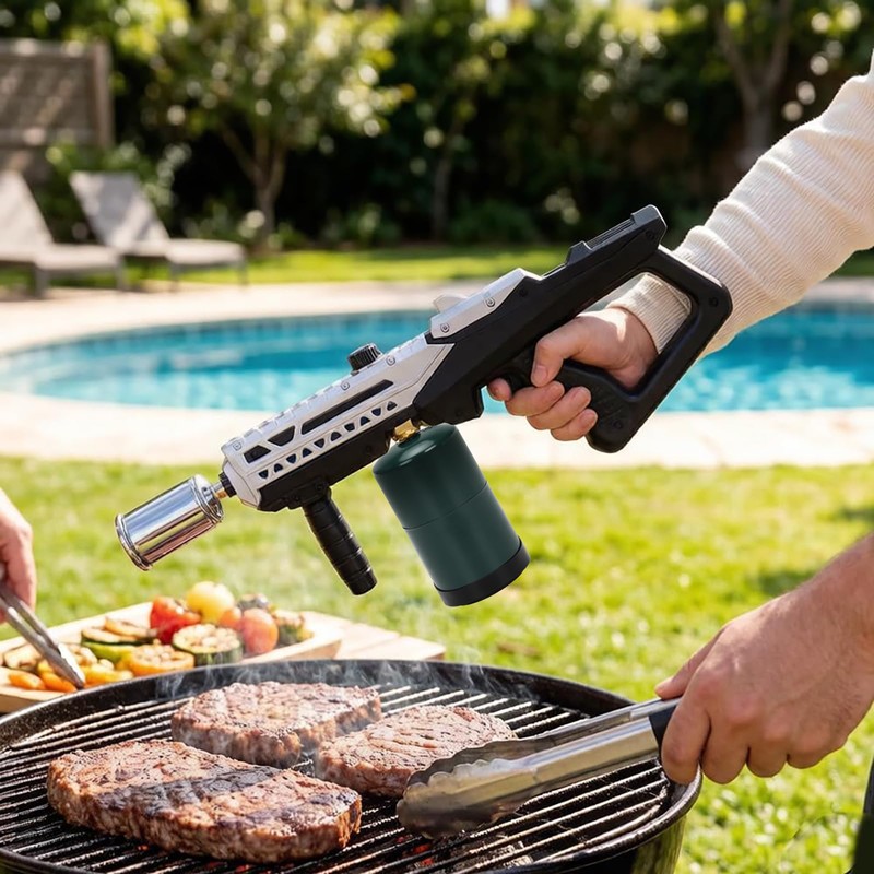 MKSY Propane Torch Gun,Adjustable Flame Blow Torch for BBQ