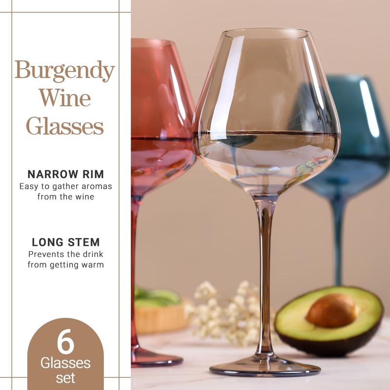 Physkoa Mocha Mousse Color Wine Glasses Set 6-18oz Long Stem