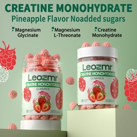 Leozmr Creatine Monohydrate Gummies 5000mg for Men & Women, Chewables Creatine Monohydrate Supplement(120 Count)- Strawberry 120 Gummies