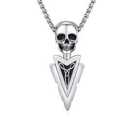 ZIPPICE Men's 925 Sterling Silver Arrowhead Necklace Arrow Pendant Necklace Gifts for Men Women Brother, Sterling Silver