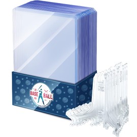 Tenare 20 Pack 3x4 Inch Acrylic Cardholders with 10 Display Stands Hard Protectors for Trading, Baseball, Sports & Game Cards