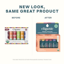 Cliganic Set de Bálsamos Labiales Orgánicos (Blanco, Paquete de 1 (6 Balsamos), Sabor Tropical)