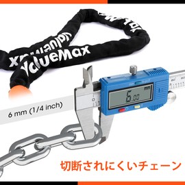 ValueMax Chain Lock Bike Lock Bicycle Lock Bicycle Key Dial Lock 5-Digit Dial Type 6mm Zinc Alloy Reinforced Password Free Setting Anti-Theft Approximately 39.4 inches (100 cm)