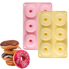 Silikon Donut Formen, 2 stück, silikon donut backform Antihaft Donut Backblech für Kuchen Bagels Muffins, Geeignet für Geschirrspüler, Backofen, Mikrowelle, Mehrfarbig