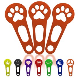 3 x Shopping Trolley Remover for Removing as Key Chain; Shopping Trolley Token Immediately Removable, Set of 3, Handmade (Orange, Paw)
