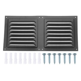 PATIKIL 12"x6" Stainless Steel Gable Vent, Exterior Wall Outlet Vent Cover HVAC Air Grille Louvered Screen Mesh for Kitchen Bathroom Ventilation, Black