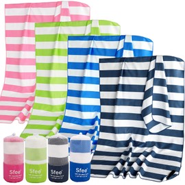 Sfee 2 Pack Microfiber Beach Towels, Quick Dry Towel Travel Towel Camping Towel, Super Absorbent Compact Gym Towel Sport Towel Kids Beach Towel for Travel,Hiking,Workout,Backpacking, Pool, Bath, Yoga