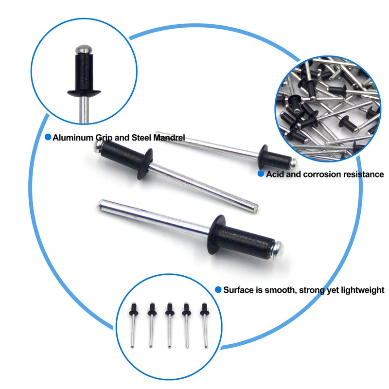 BESTYCHAO 100pcs Aluminium Blind Rivet, Open End Rivet Pop Rivet,