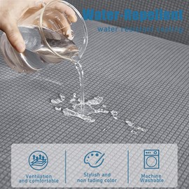 NC HOME Water Repellent Couch Cushion Covers, High Stretch Sofa Cushion Slipcovers Furniture Protector for Living Room, Washable Sofa Seat Slipcover, 1 Seater Settee (Chair Cushion, Light Gray)