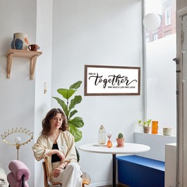 FINGERINSPIRE And So Together They Built a Life They Loved Art Sign Solid Wood Bedroom Sign with Arylic Layer 33x18 CM Large Hangable Wooden Frame for Home Room Decor