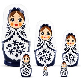 SUPRROW Russian Matryoshka for Children, Pack of 6, Children's Wooden Six-Layer Girls Russian Nest Doll, Matrushka Figures, Stacking Dolls, Toy, Gift for Children, Birthday