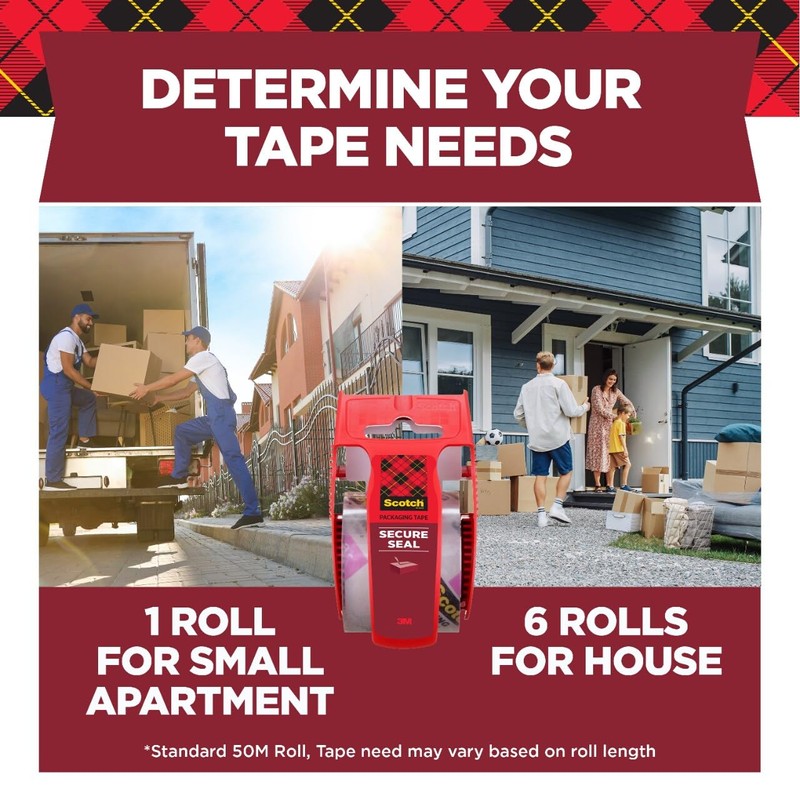 Scotch Secure Seal Packing Tape, Ultra Clear, Reliable and Durable