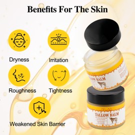 Blueek Beef Tallow Cream, Body Moisturizing Care Tallow Body Lotion Natural Grass Fed Beef Tallow and Honey All Purpose Balm Non-Greasy Nourishing Tallow Cream for Sensitive Skin