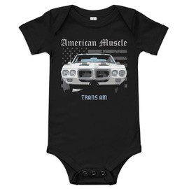 1969 Trans Am Firebird American Muscle Cars Classic Car Owners Drivers Show Meet Onesie Baby Short Sleeve one Piece Black
