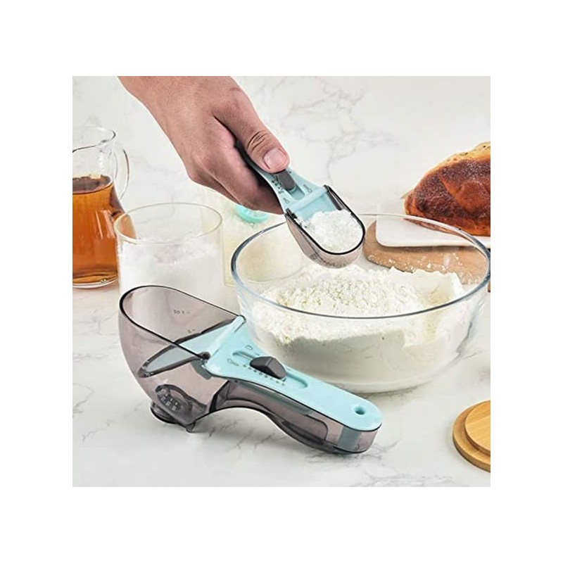 Adjustable Measuring Cups and Spoons Set,Kitchen Tool Plastic Scoop Measuring