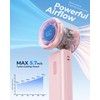TUNISE Mini Handheld Fan, Pink Portable Turbo Fan with LCD