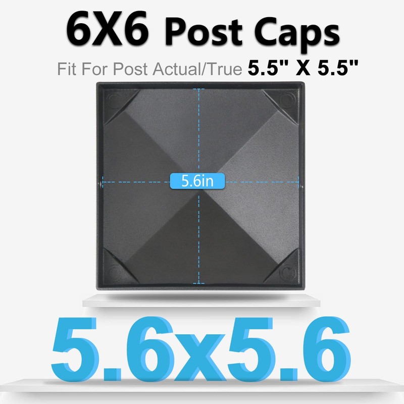 6x6 Post Caps – Aluminum Pyramid Caps Fits 5.5" x