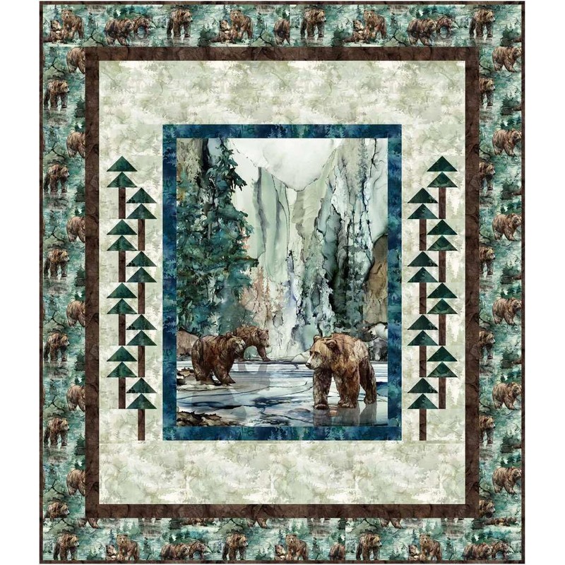 Northcott Northern Peaks 32.5" Bear Scenic Panel Pine/Multi