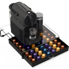 Deco Brothers Crystal Tempered Glass OriginalLine Pod Holder Drawer, 49 Capsule Organizer, Black