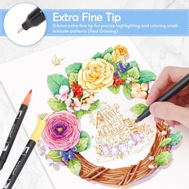 120 Dual Brush Marker Pens, Art Markers Set with Fine and Brush Tip, Artist Coloring Marker Set with Premium Case for Adults Coloring Books Note Planner Lettering Calligraphy Drawing Art (120)