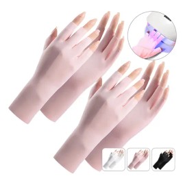 AOKUN 2pz Par Guantes Anti-uv Lampara Para Uñas 3 Colors Para Mujer Rosa                                                                              