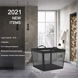 NPET 27L Laundry Basket Collapsible Laundry Hamper with PEVA Waterproof Material Clothes Bag Storage Basket Bin for Laundry,Bedroom and Domitory