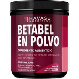 Polvo de Betabel HAVASU NUTRITION con Vitamina B12, Cordyceps, Óxido Nítrico, Apoyo Post-Entrenamiento, Sabor Cereza y Frutas del Bosque, 30 Porciones