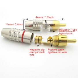 Fielect 50Pcs RCA Male Connector Plug with Spring Coax Audio Solder Adapter Gold