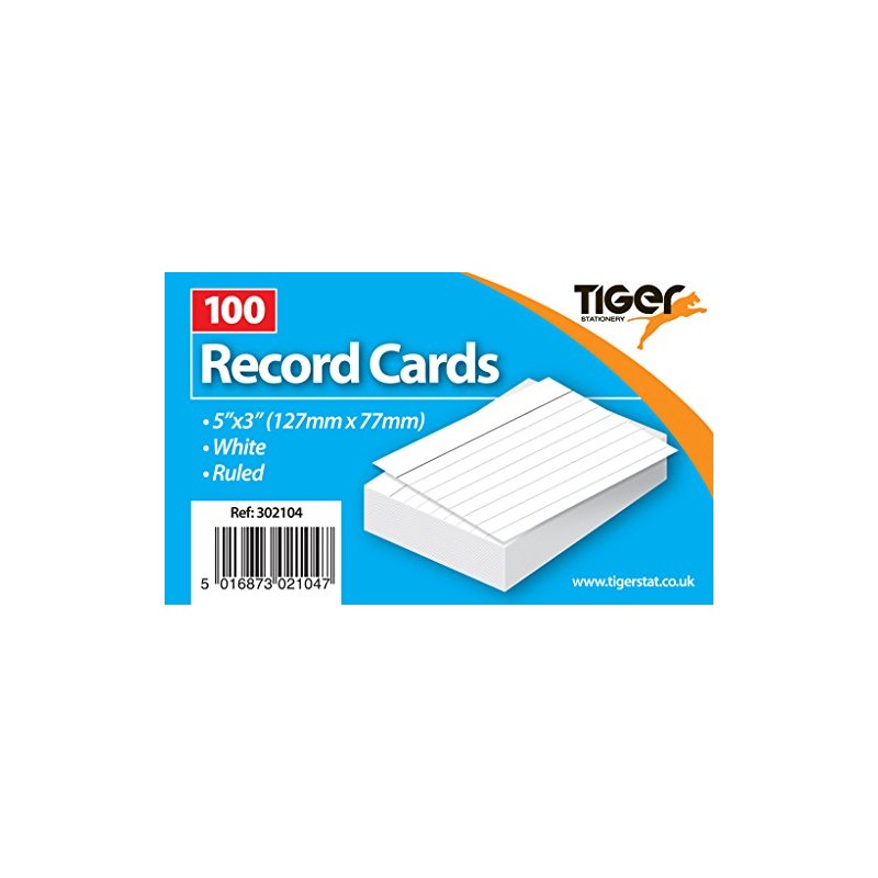 1 x 100 Sheet Pack of Record Flash Cards Ruled