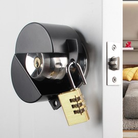 Door Handle Cover Lock, Door Knob Lockout Device,Door Handle Protection Iock Cover, Elderly Patient Door Handle Iock, Child Safety Iock to Prevent Door Handle Rotation and Entry (Black with Padlock)