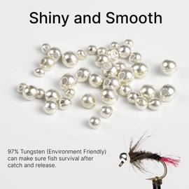 MUUNN 50Pack Tungsten Beads for Fly Tying,Tungsten Fly Tying Beads Head for Nymph Fishing Materials,Silver(2.3mm(3/32"))