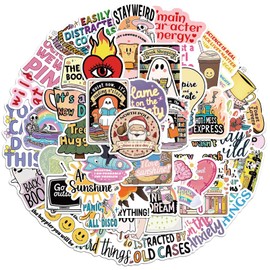 Hot Quotes Stickers, 50PCS Fashionable & Trendy Words Stickers Packs for Girls Teenagers Adult, Waterproof Vinyl Cool Graffiti Decals for Cups Skateboards Guitar