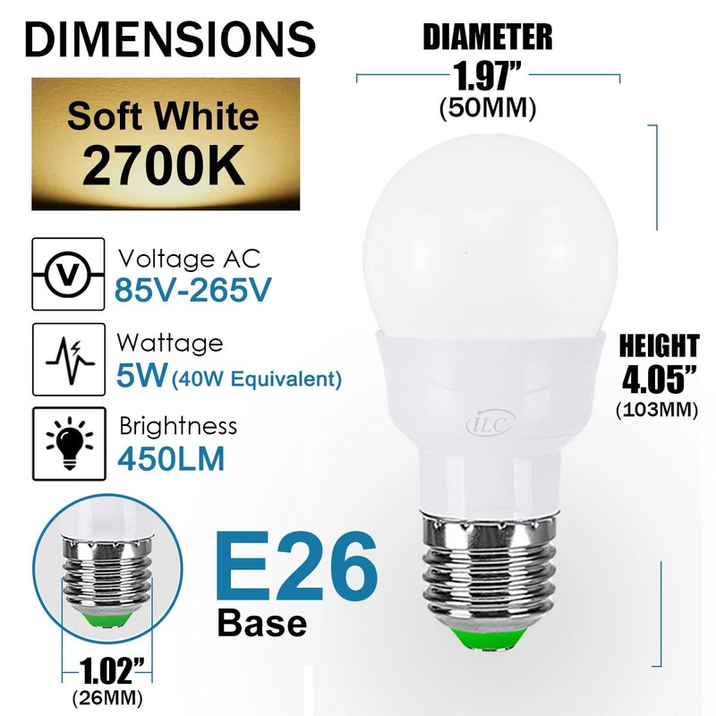 ILC RGB LED Light Bulb, Color Changing Light Bulb, 40W