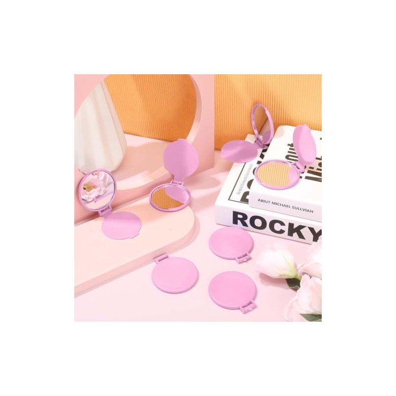 Espejo de Bolsillo, 50 Piezas Mini Espejo para Maquillaje Rosa