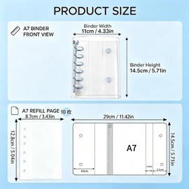 Sticker Notebook, Transparent A7, Clear Binder with 10 Refills, 3 Layers, Removable, Seal Storage, 6 Holes, Pushing Goods, for DIY Use, Stationery, Memo Cards, Photo Organization (Blue)
