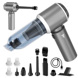 4-in-1 Car Vacuum Portable Cordless & Dust Buster, 20000pa High Power Handheld Vacuum Cordless Rechargeable, Mini Vacuums with 3 Reusable Filter, Vacuum Cleaner for Car Home Office & Pet(Silver Gray)