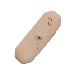 Silicone Makeup Brush Holder, Travel Cosmetic Pouch Bag, Portable Make Up Brush Case with Anti-Fall Out Magnetic Closure (Khaki)