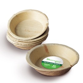 DISPOSABLE GREEN® | Round Bowls | Various Sizes | COMPOSTABLE, Biodegradable, Disposable Tableware, ECO Friendly | Stylish | Sturdy | PCS (50, 12 CM Round X 2.5 CM DEEP)