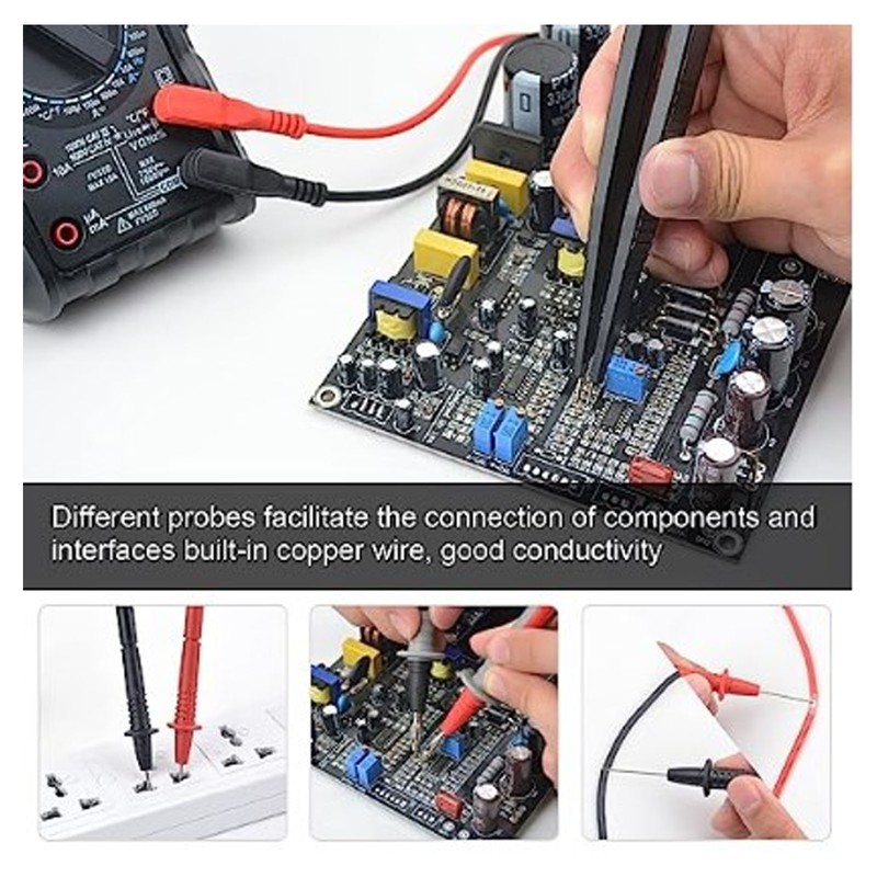 25Pcs Multimeter Test Cable Kit Probe Line Wire Hook Crocodile