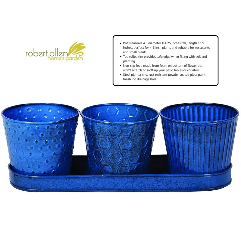 Robert Allen MPT01910 Concord Garden Flower Pot Set with Tray,